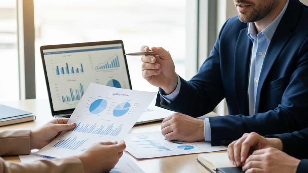 Consultants pilotant la performance autour d'un dashboard